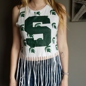 Michigan State Fringe Crop Top